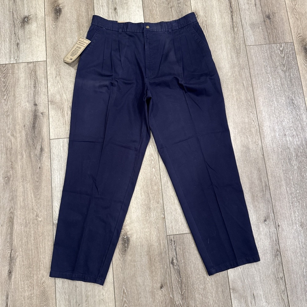 Vintage Bugle Boy Company Pants‎ Sz 38wx32L Navy Khakis Chinos Straight Trousers